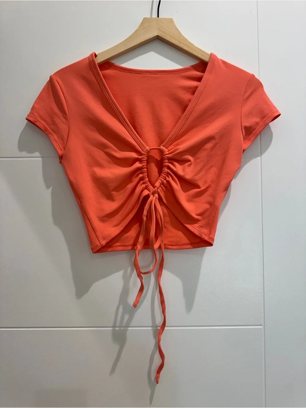 ALO Yoga Coral Wrap Crop Top with Front Keyhole